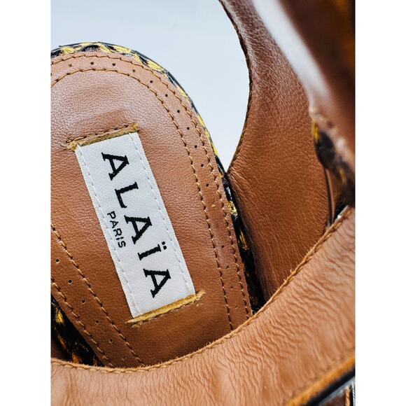 ALAÏA Gold Snakeskin Embossed Leather Platform Sandals Size 36.5 - Picture 3 of 13
